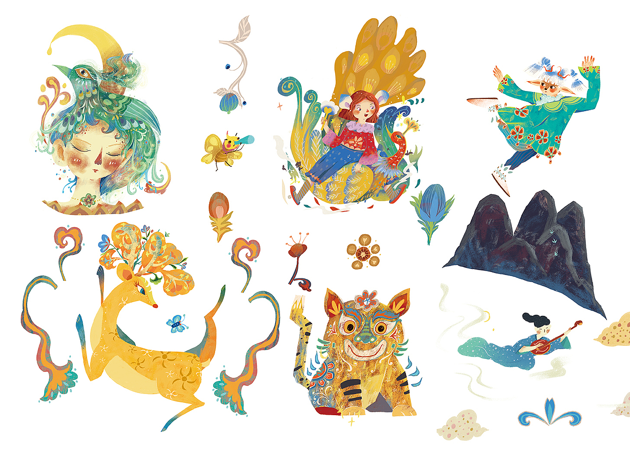 传统文化风格商用作品整理（图ZMjg4MjIxNTg0） - 商业插画 - 站酷设计师暮晓玲珑原创素材 - 站酷ZCOOL