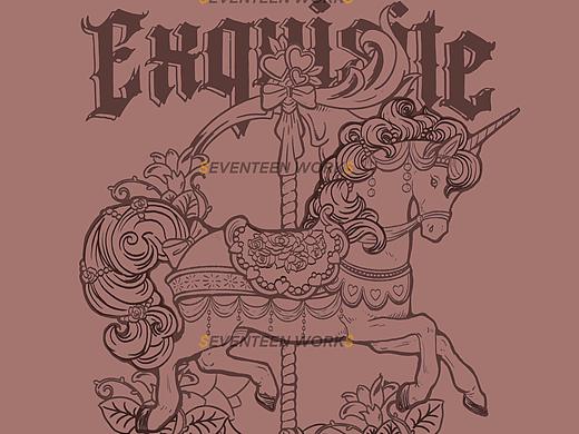 复古/少女/旋转木马/独角兽/服装图案设计