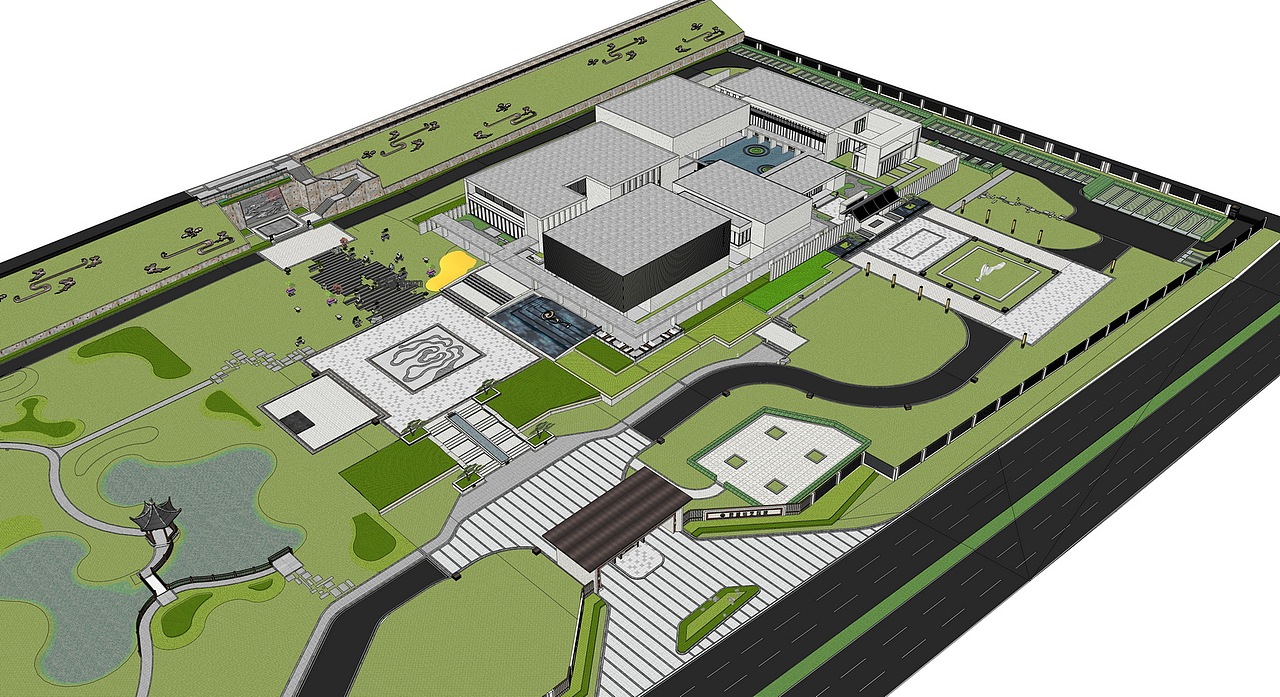 蒲城仙芝科技园区景观SU模型下载（图ZMjc2NzgyMzIw） - 景观设计 - 站酷设计师素模网原创素材 - 站酷ZCOOL