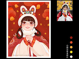 汉服新年少女插画