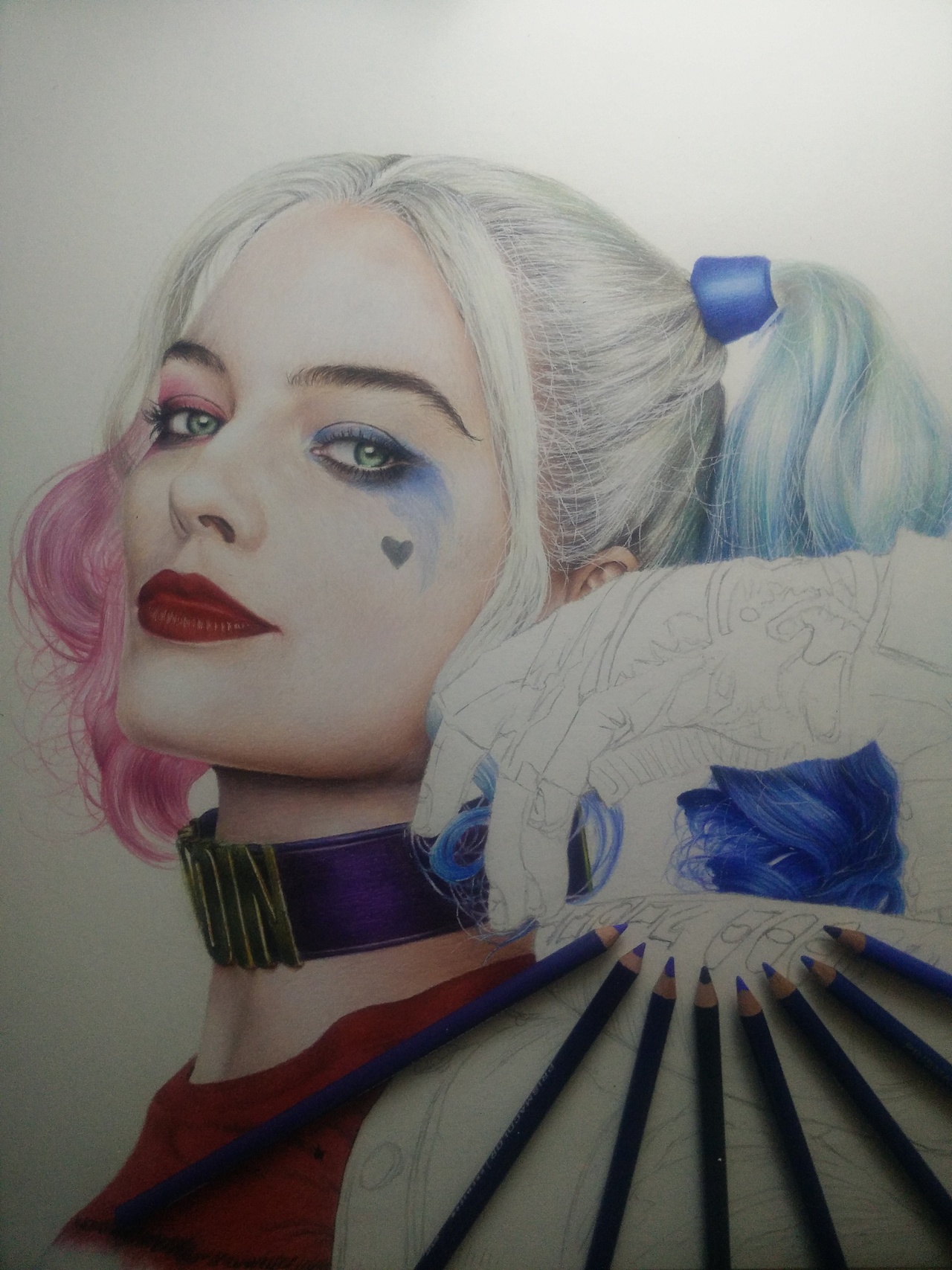 彩铅手绘小丑女