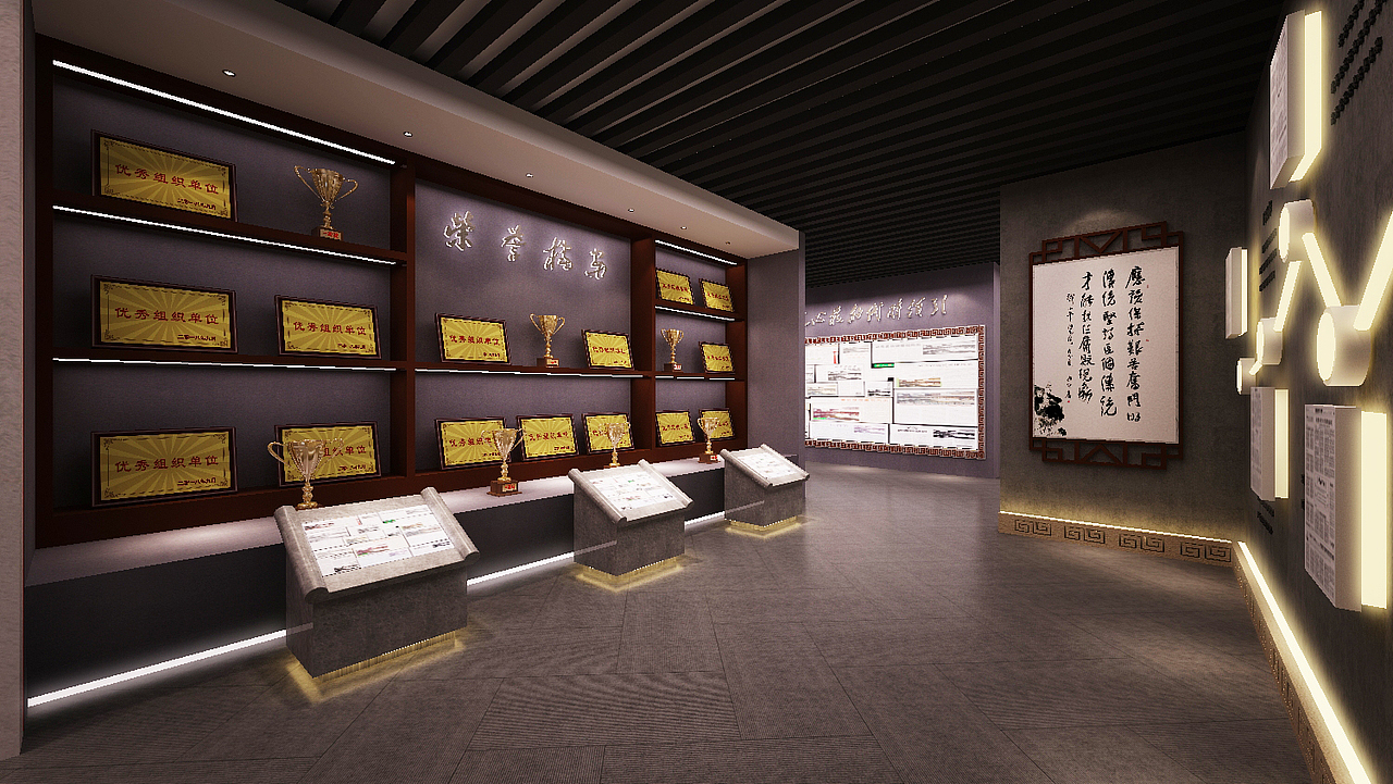 党建廉政展厅活动室博物馆文化馆消防展厅室内3D效果图