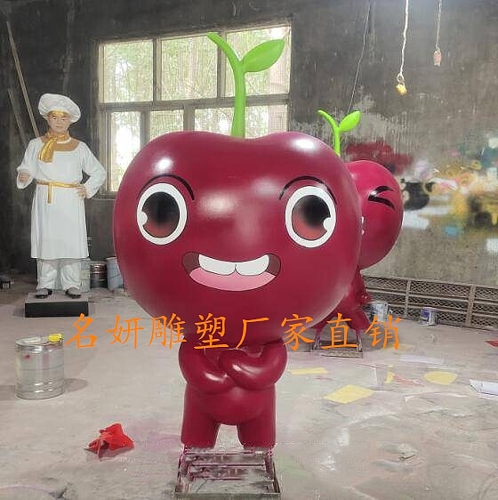 提升产业园流量玻璃钢樱桃公仔雕塑卡通娃娃与之合拍
