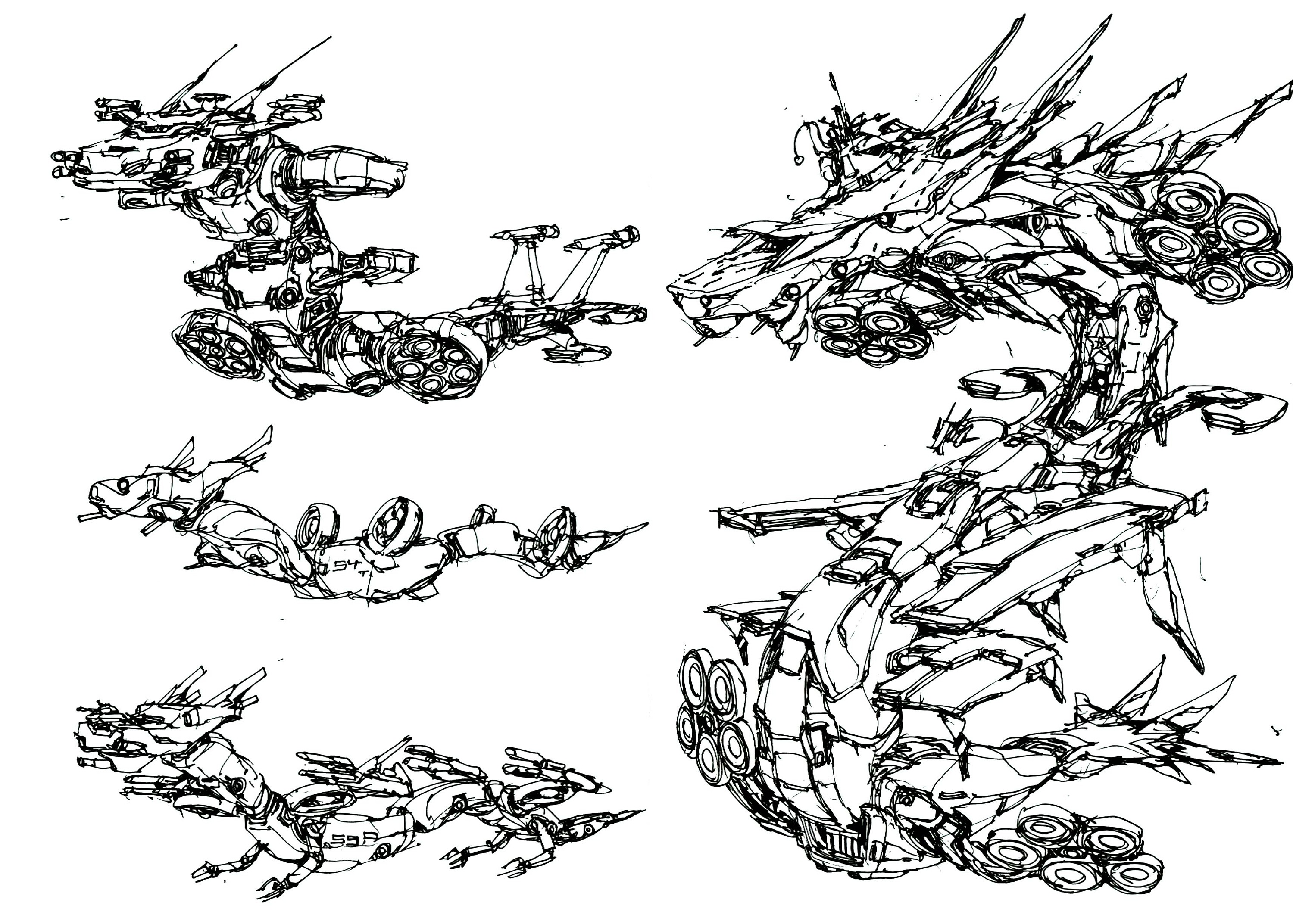 机械恐龙简笔画双龙图片