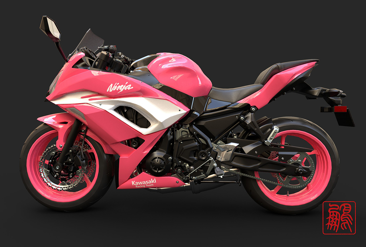 摩托车川崎小忍者650abs自配粉色