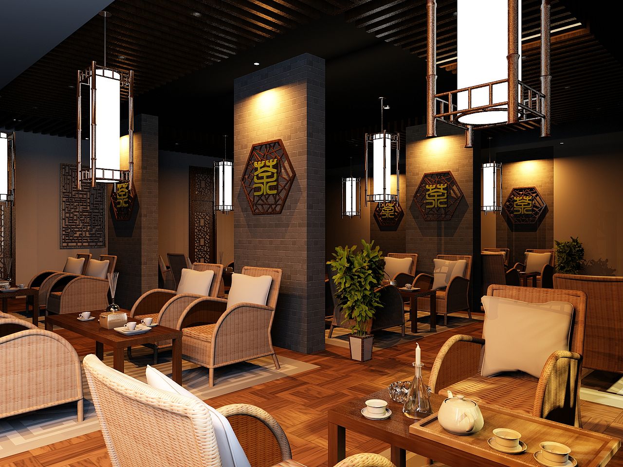 茶室效果图设计（图ZMTIzMDgxMDQ=） - 建筑/空间 - 站酷设计师超级后浪原创素材 - 站酷ZCOOL