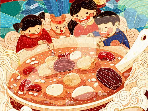 京东生鲜 腊八海报手绘插画海报设计