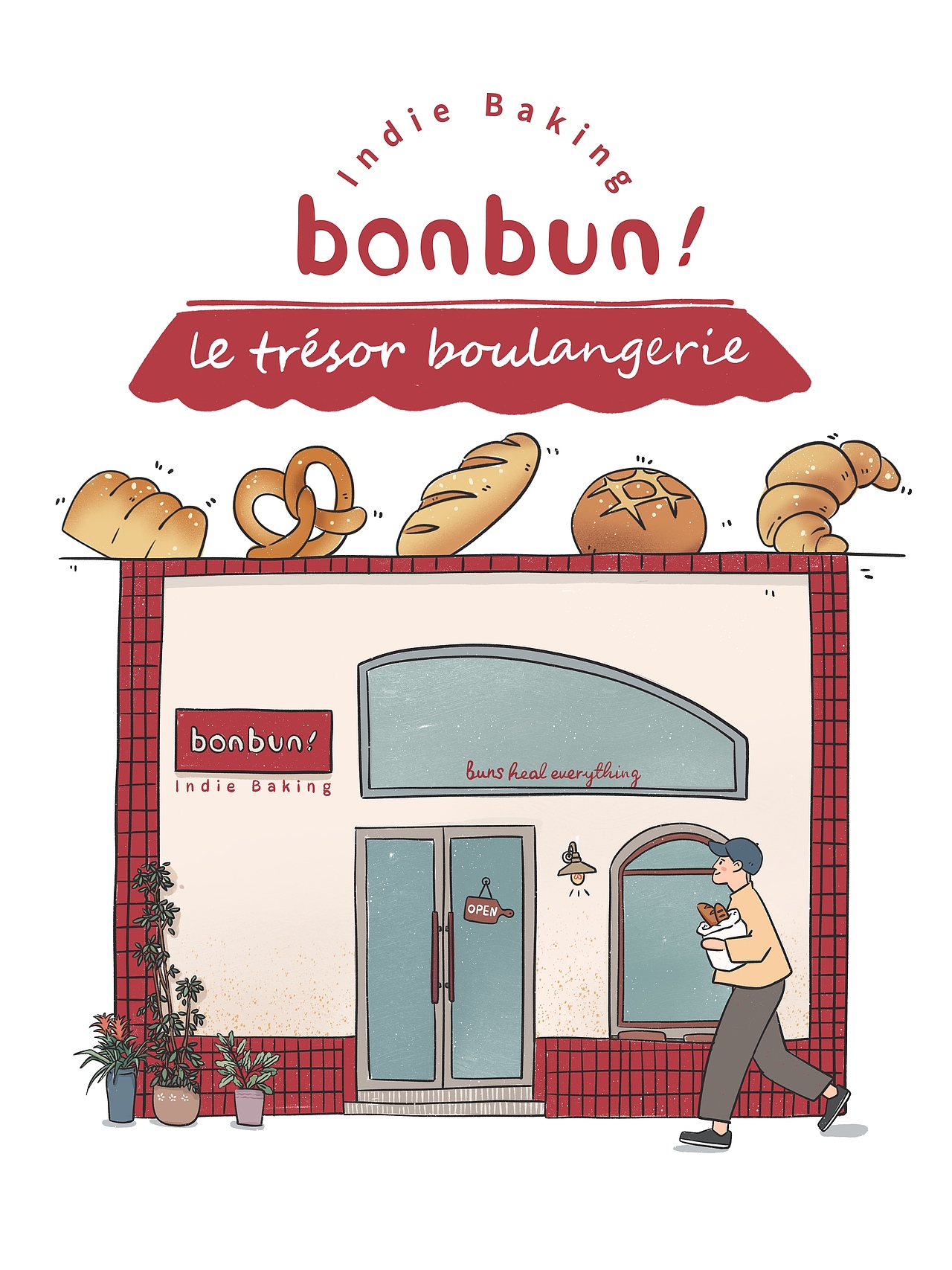 bonbun! # 长沙面包店门头插画