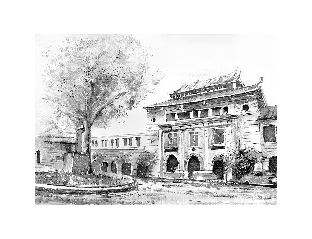 水墨中的城市风景（图ZNDQ1MjIzMDg=） - 商业插画 - 站酷设计师含橙Hank原创素材 - 站酷ZCOOL