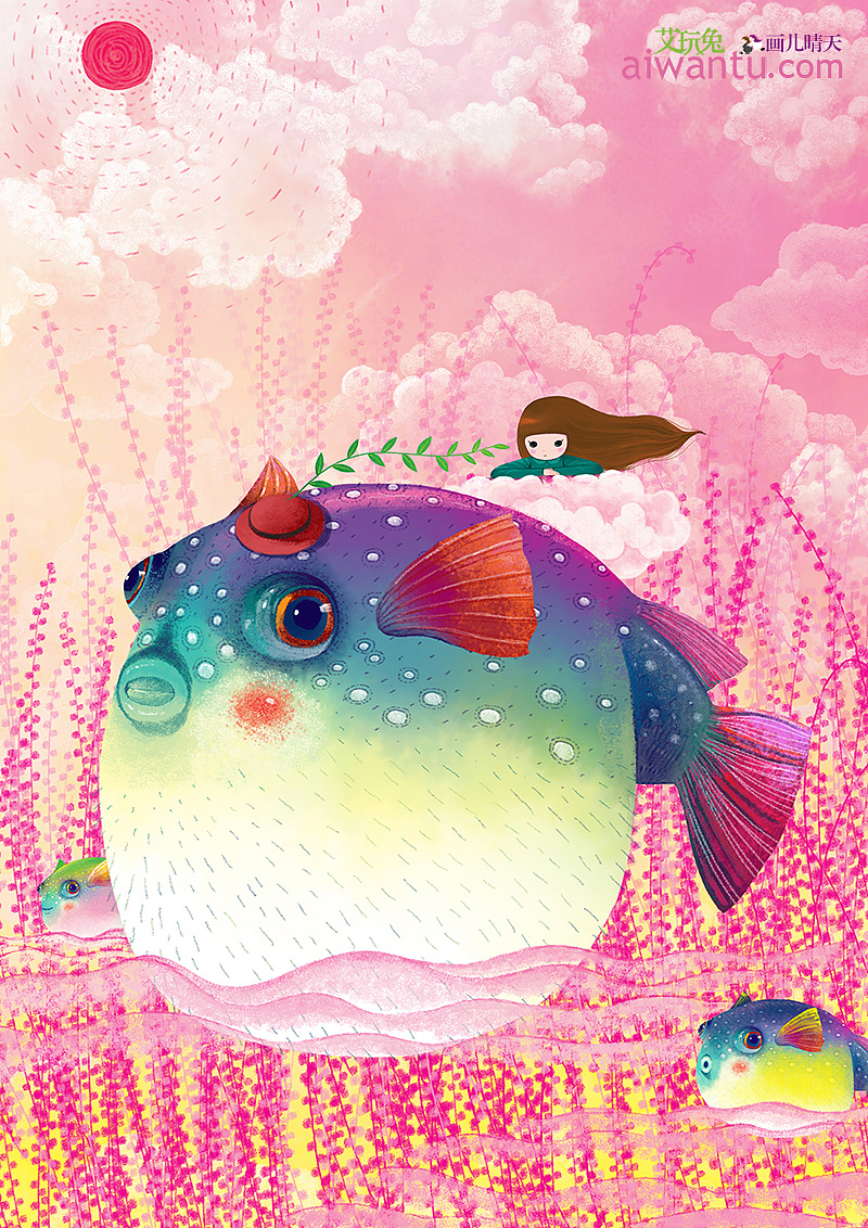 画儿晴天插画教程-河豚的画法.选自《wow!不一样的创意动物绘》