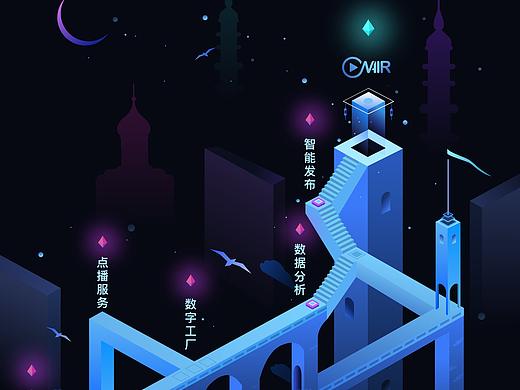 2018CCBN展会背景墙-商业插画-矛盾空间-纪念碑古风