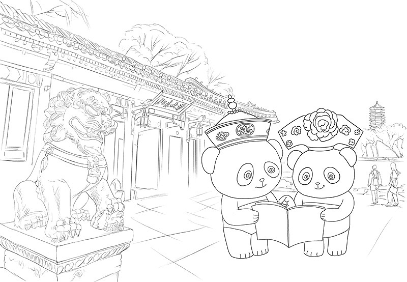 旅游景点熊猫明信片创作小集