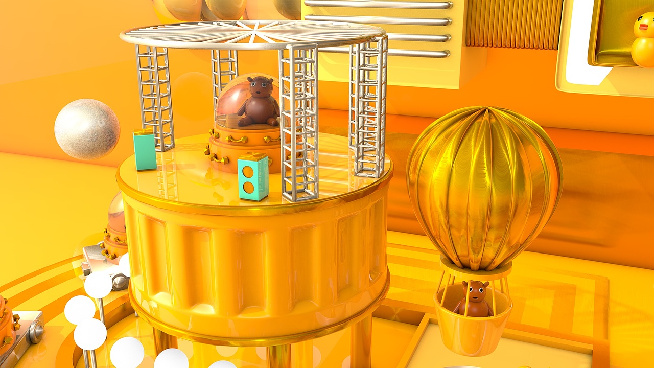 金灿灿的c4d场景建模+渲染（图ZMjA0MjE4MDQw） - 场景 - 站酷设计师小娅丫原创素材 - 站酷ZCOOL