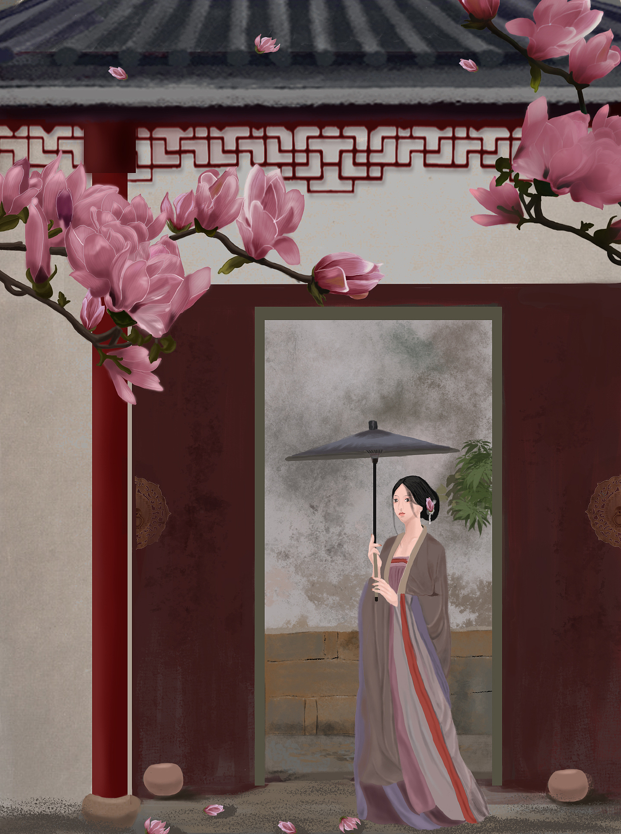 古风美人之玉兰花