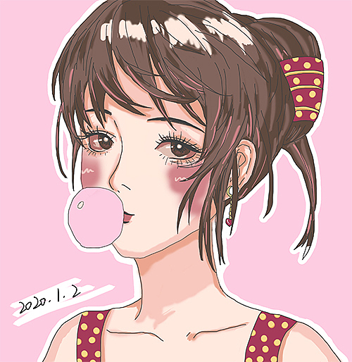 吹泡泡的女孩