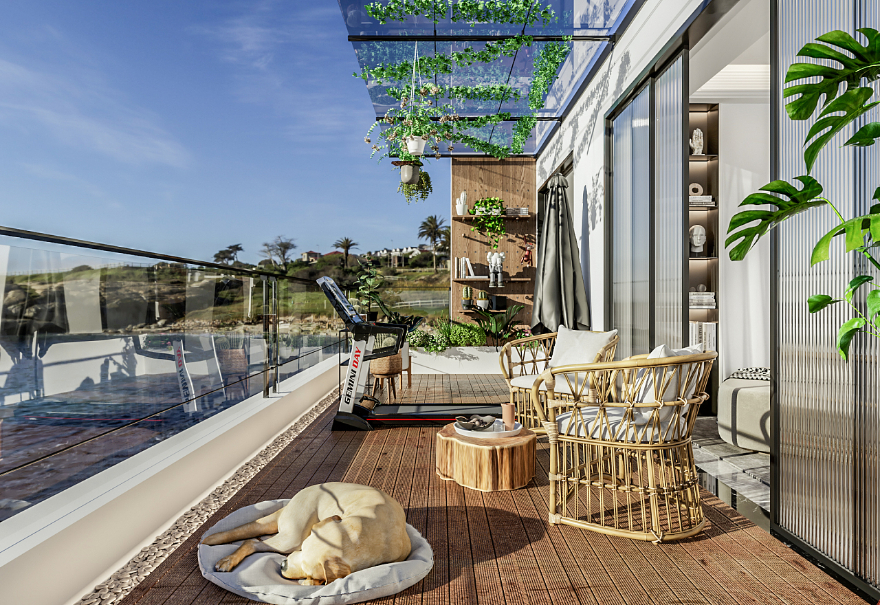 现代露天花园休闲阳台 - 效果图交流区-建E室内设计网