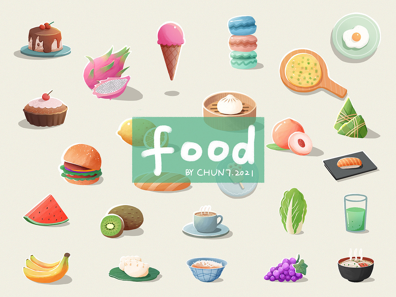 一组食物小图