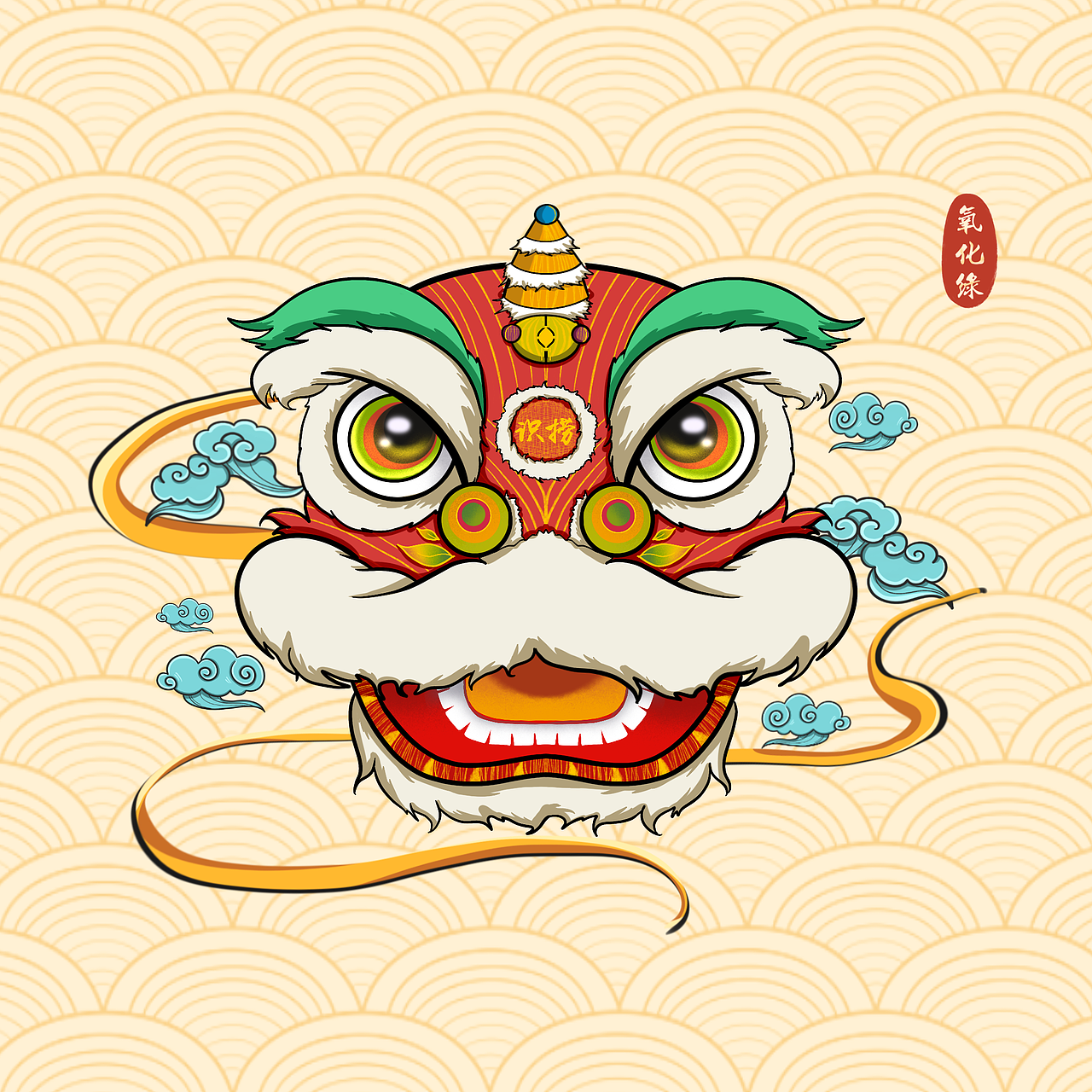 中国风醒狮狮子头