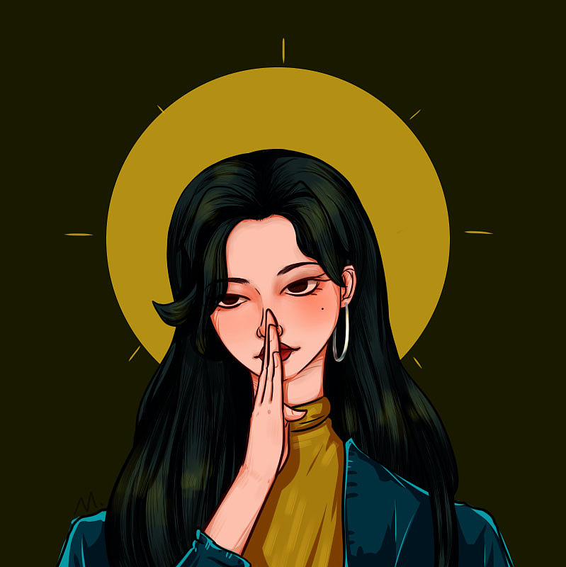 佛系—个人头像|插画|艺术插画|m亚先森 - 原创作品 - 站酷 (zcool)