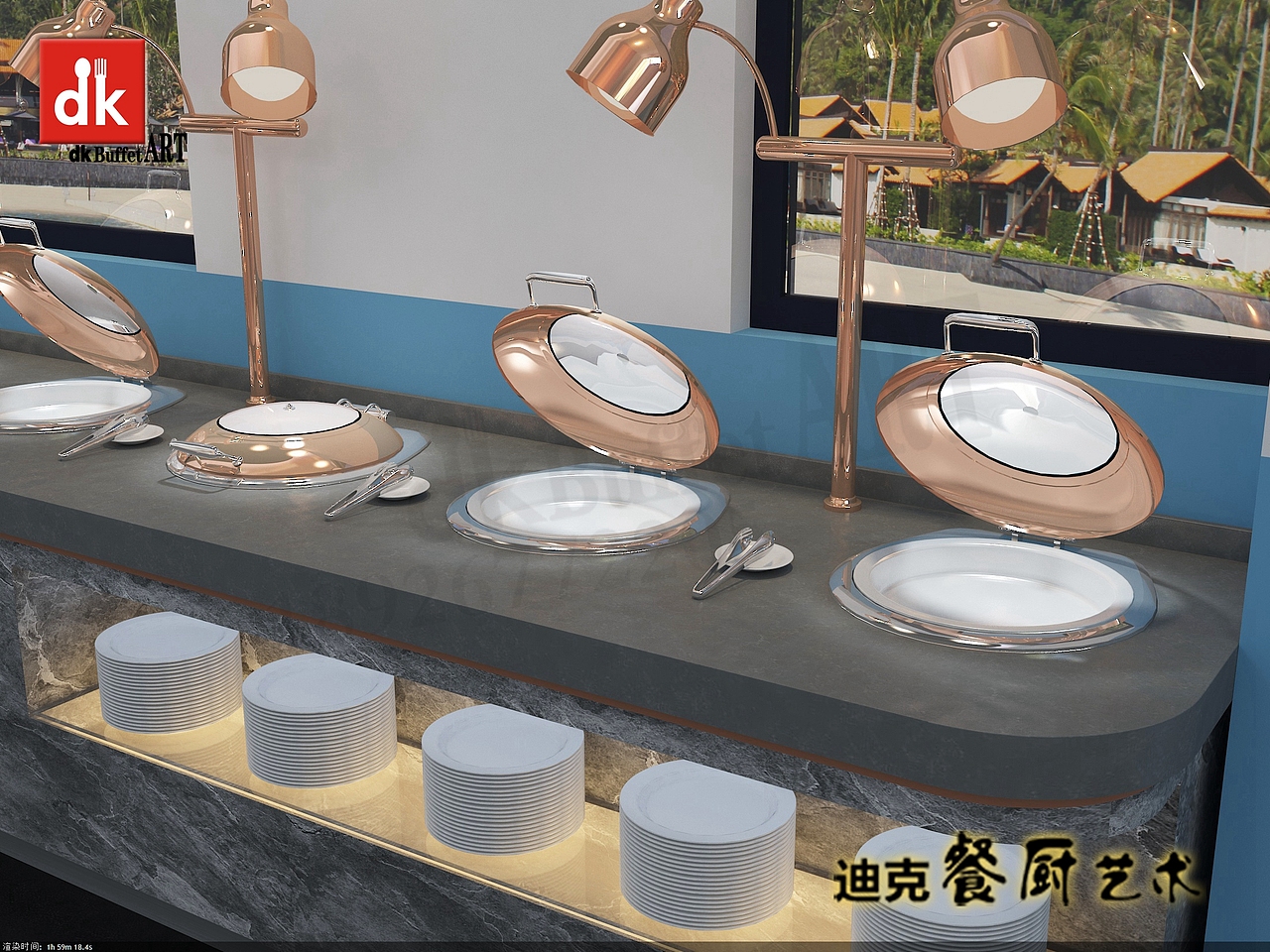 迪克大理石岩板自助餐台设计酒店自助设备定制自助餐