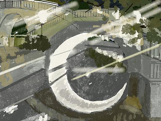 临照片画的一张插画 无月似有月