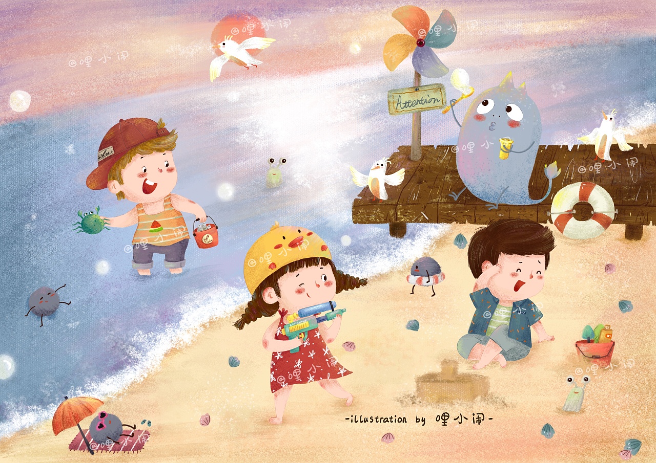 夏天到啦～去海边吧～|插画|儿童插画|画画的旺斯小姐 - 原创作品 - 站酷 (ZCOOL)