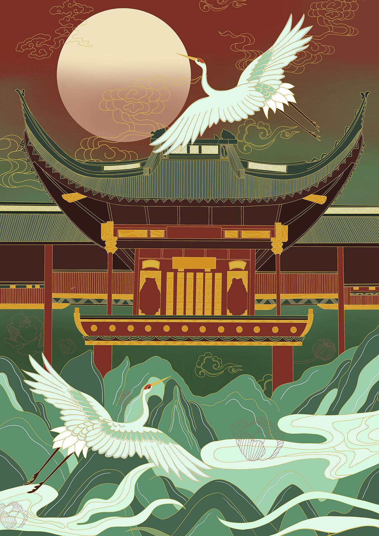 建筑中国风插画