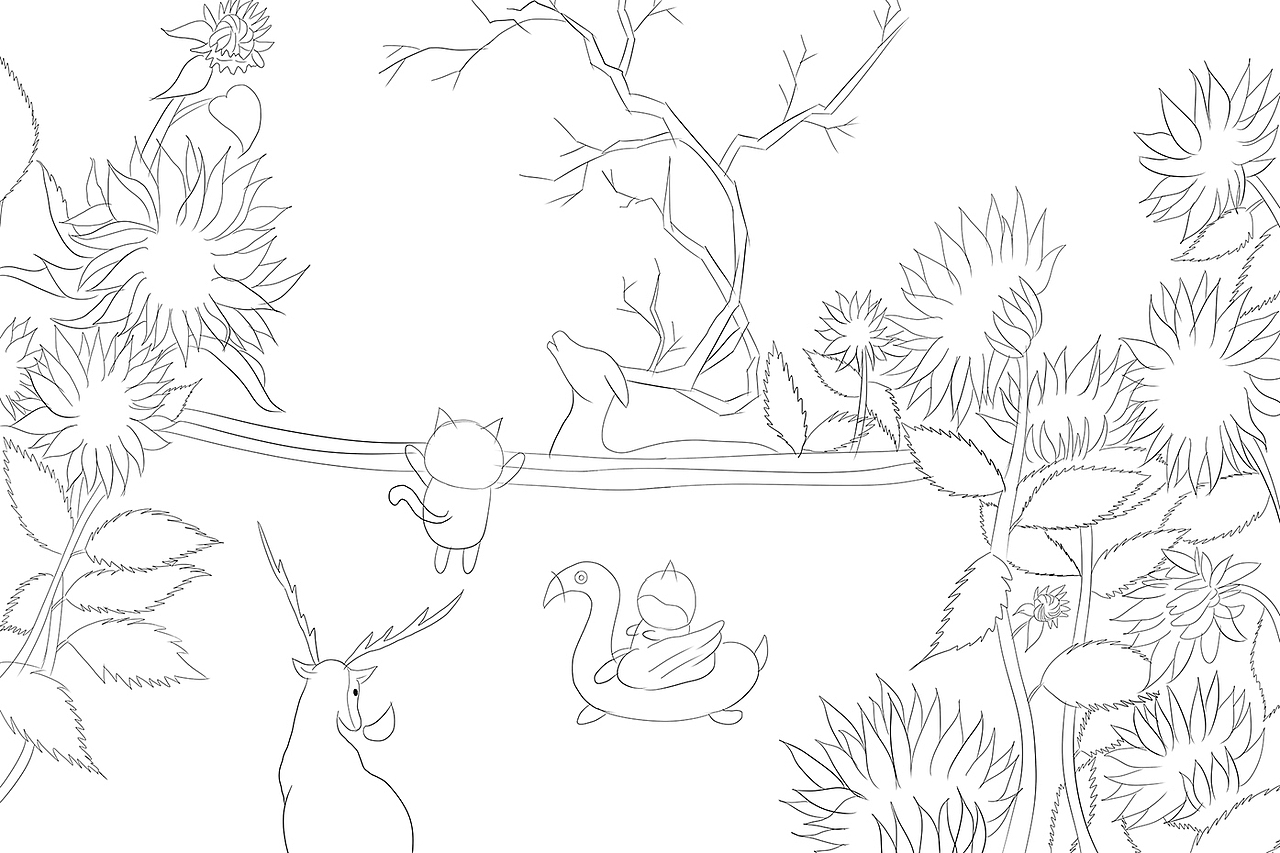follizoo向日葵花海（图ZMTY4ODEyODM2） - 商业插画 - 站酷设计师喵喵喵喵唔原创素材 - 站酷ZCOOL