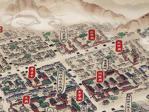 《夏日登城门楼寓望序》王勃 || 韩城古城手绘地图