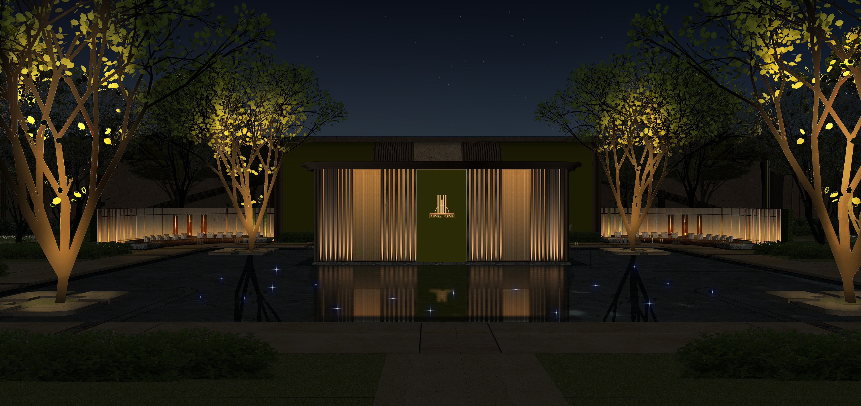 商业,景观,欧式建筑夜景灯光效果图