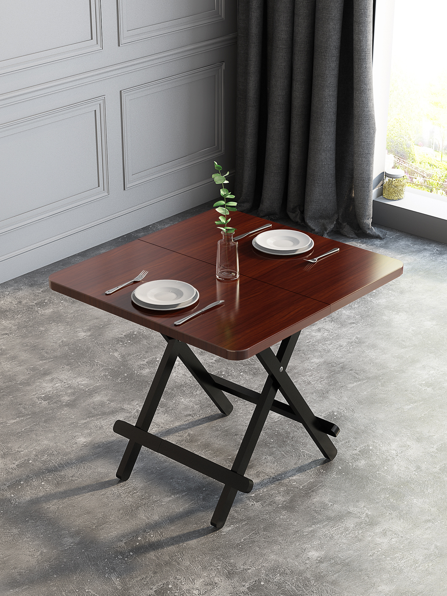 折叠桌折叠餐桌餐桌木头桌子方