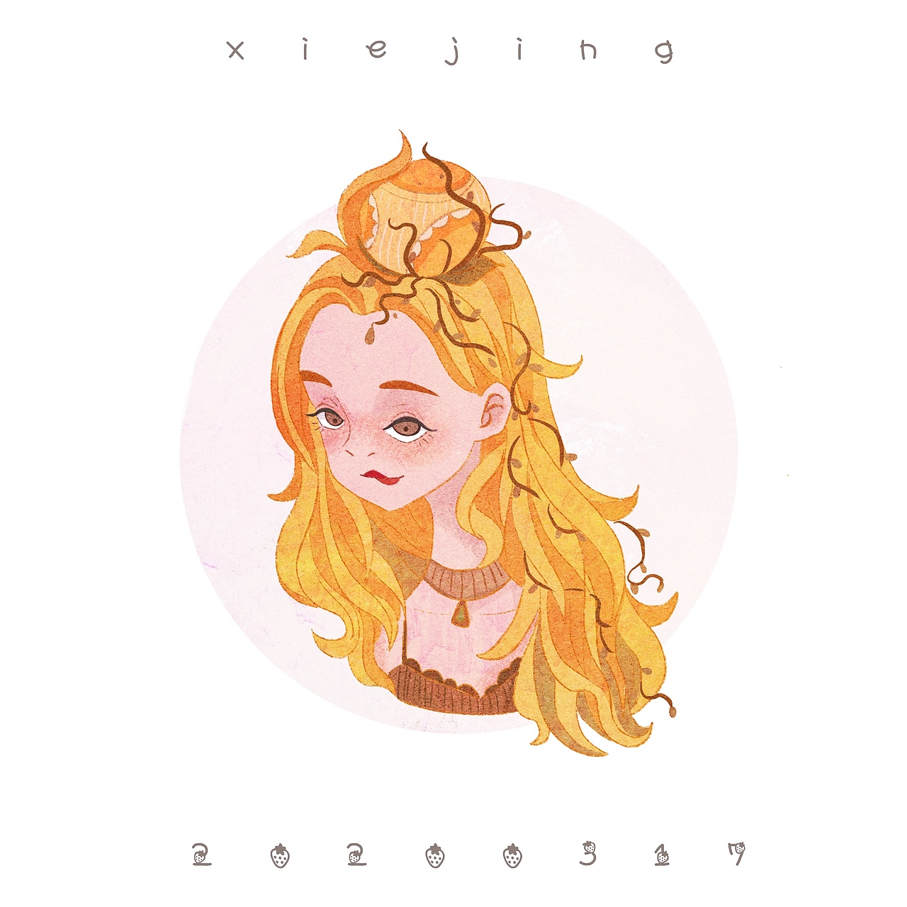 少女头像复古画风