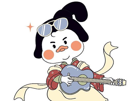 国风插画古风国潮原创宫乐图丑萌鸭子卡通设计新年国风（个人主页-ZNTc0NTc1MDQ=） - 创作习作 - 站酷设计师半青姑娘原创素材 - 站酷ZCOOL