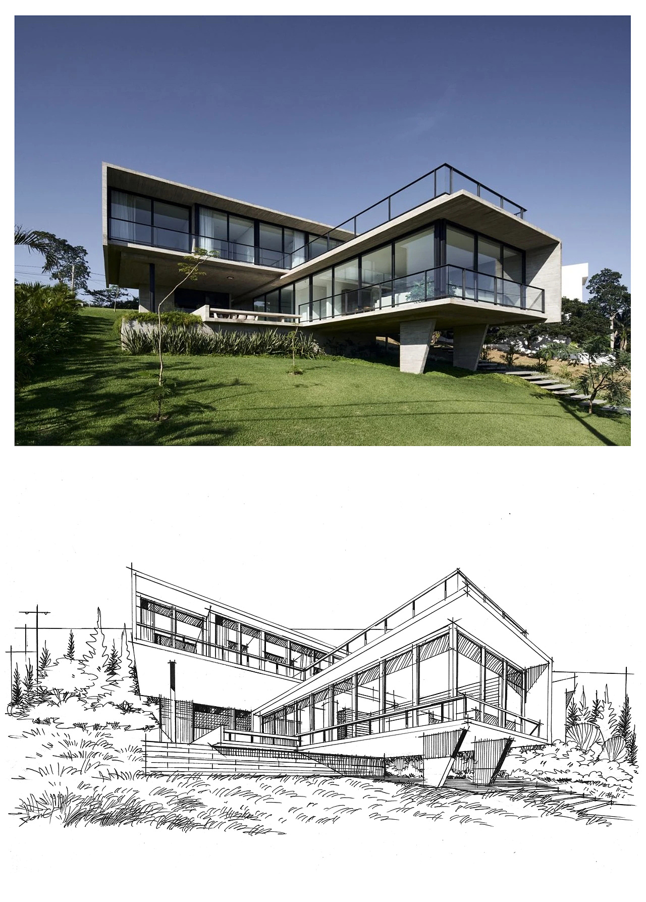 建筑效果线稿+照片对比图（图ZMjc4NDI4Mjc2） - 建筑设计 - 站酷设计师建筑小天才一东东原创素材 - 站酷ZCOOL