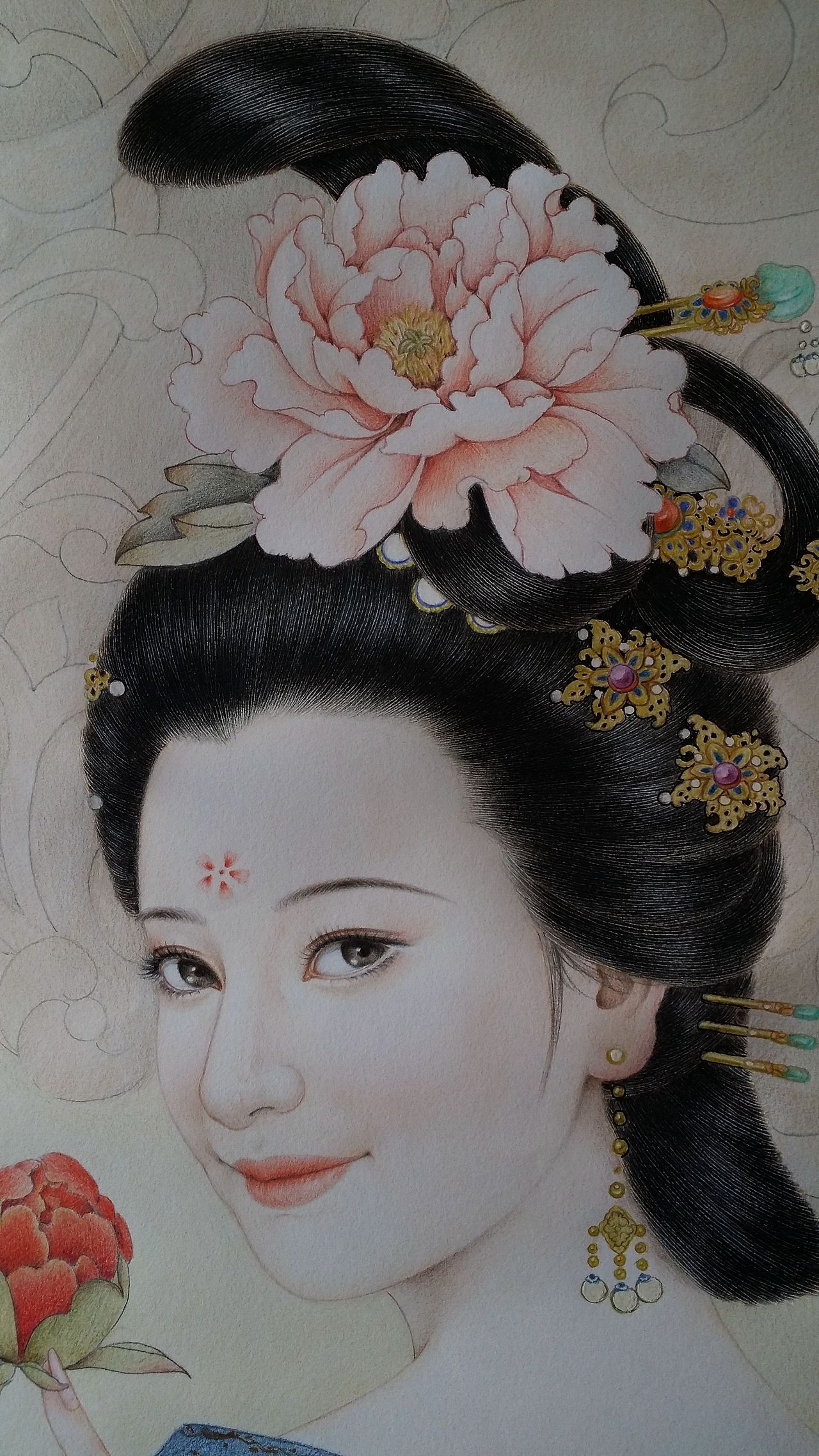 古风彩铅仕女图——贵妃回眸