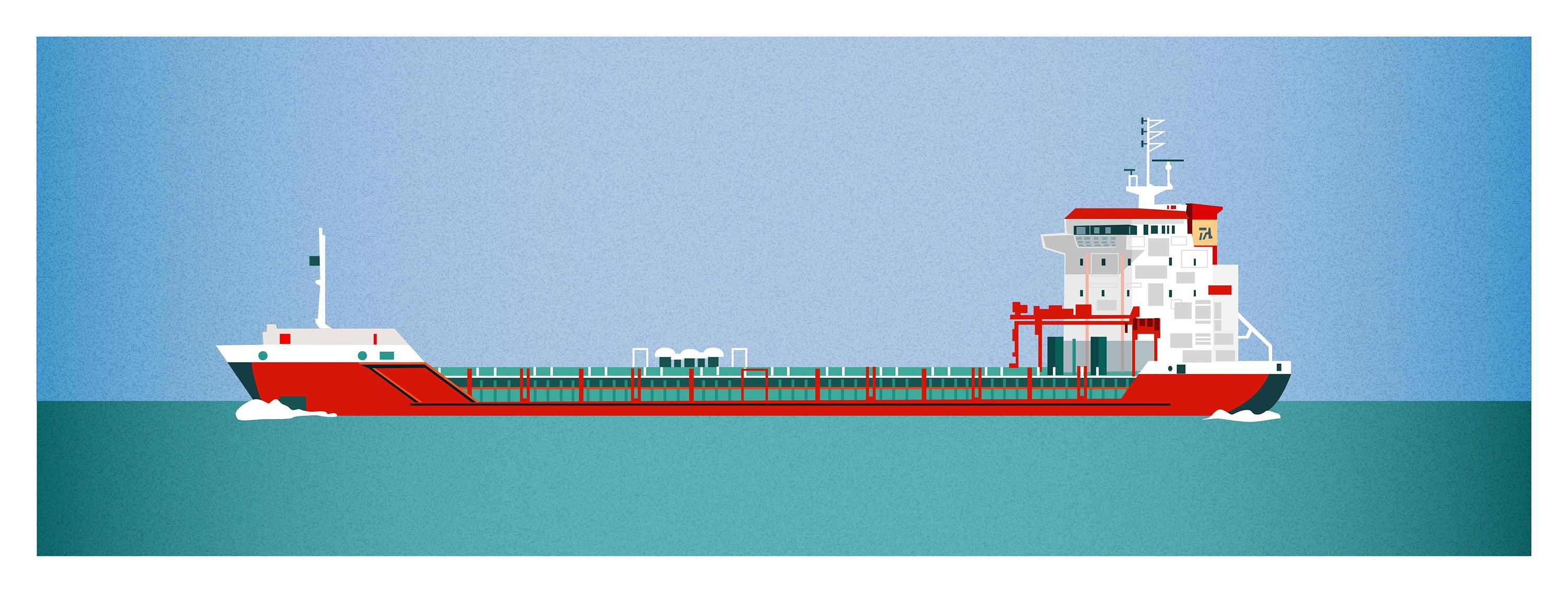 插画| 红色轮船
