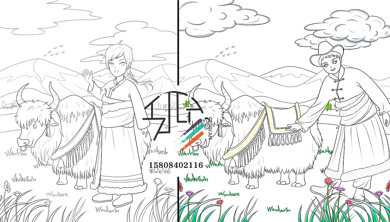 藏族风情牧民卡通插画