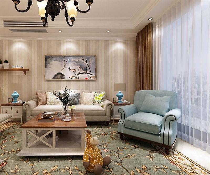 美巢装饰:绿城凤湖玫瑰园装修-b3两室96平美式田园风