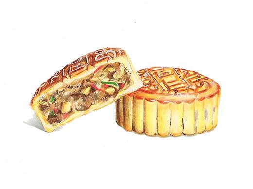 【驴大萌彩铅教程198】手绘中秋节月饼 五仁月饼