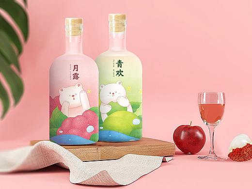 果酒原创手绘小清新包装设计