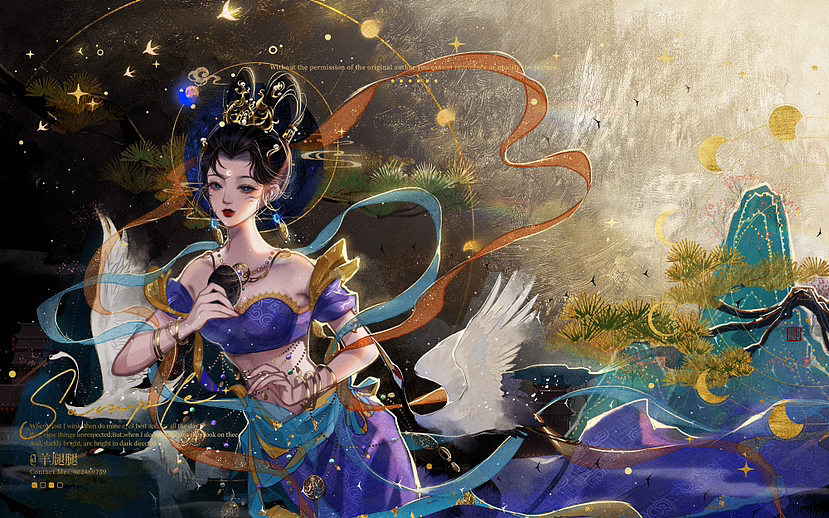 敦煌飞天系列图六张（图ZMzM0NTQ3OTgw） - 商业插画 - 站酷设计师羊腿子原创素材 - 站酷ZCOOL