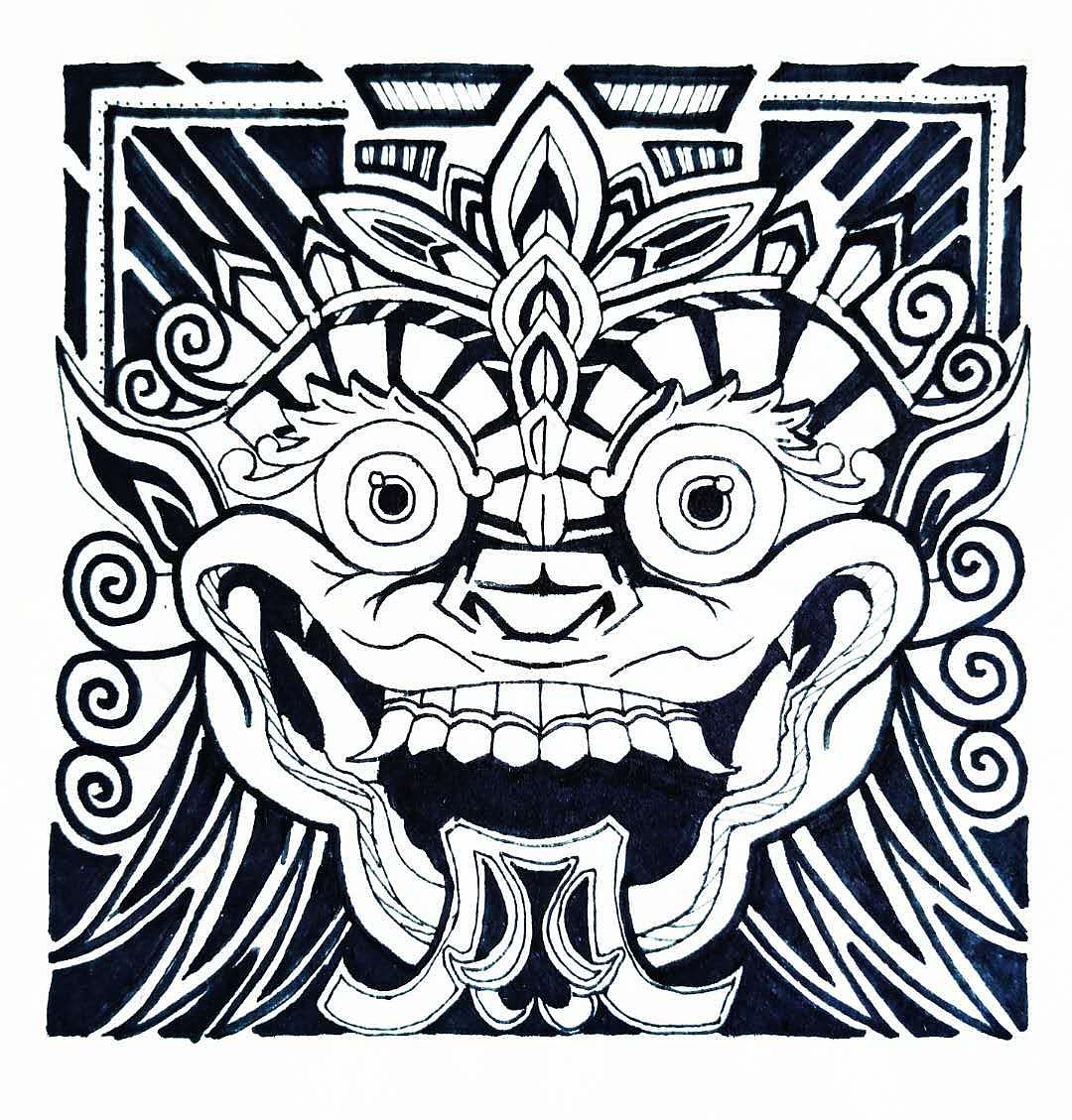 黑白适合纹样插画练习手稿