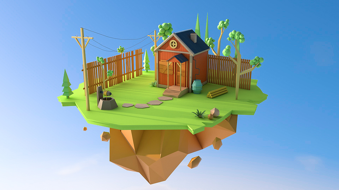 C4D 空中小院（图ZMTIzNjU3NDY0） - 场景 - 站酷设计师桃总威武原创素材 - 站酷ZCOOL