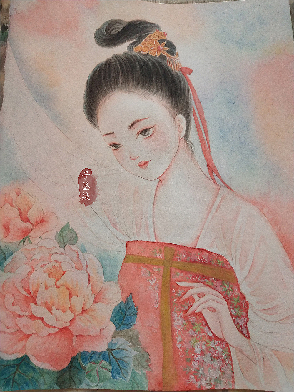 古风水彩原创-牡丹（图ZMjg3MzY1NDcy） - 创作习作 - 站酷设计师子墨染366原创素材 - 站酷ZCOOL