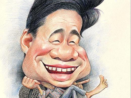 彩铅漫像主持人大叔漫画似颜绘 名人漫像 似颜绘教程 