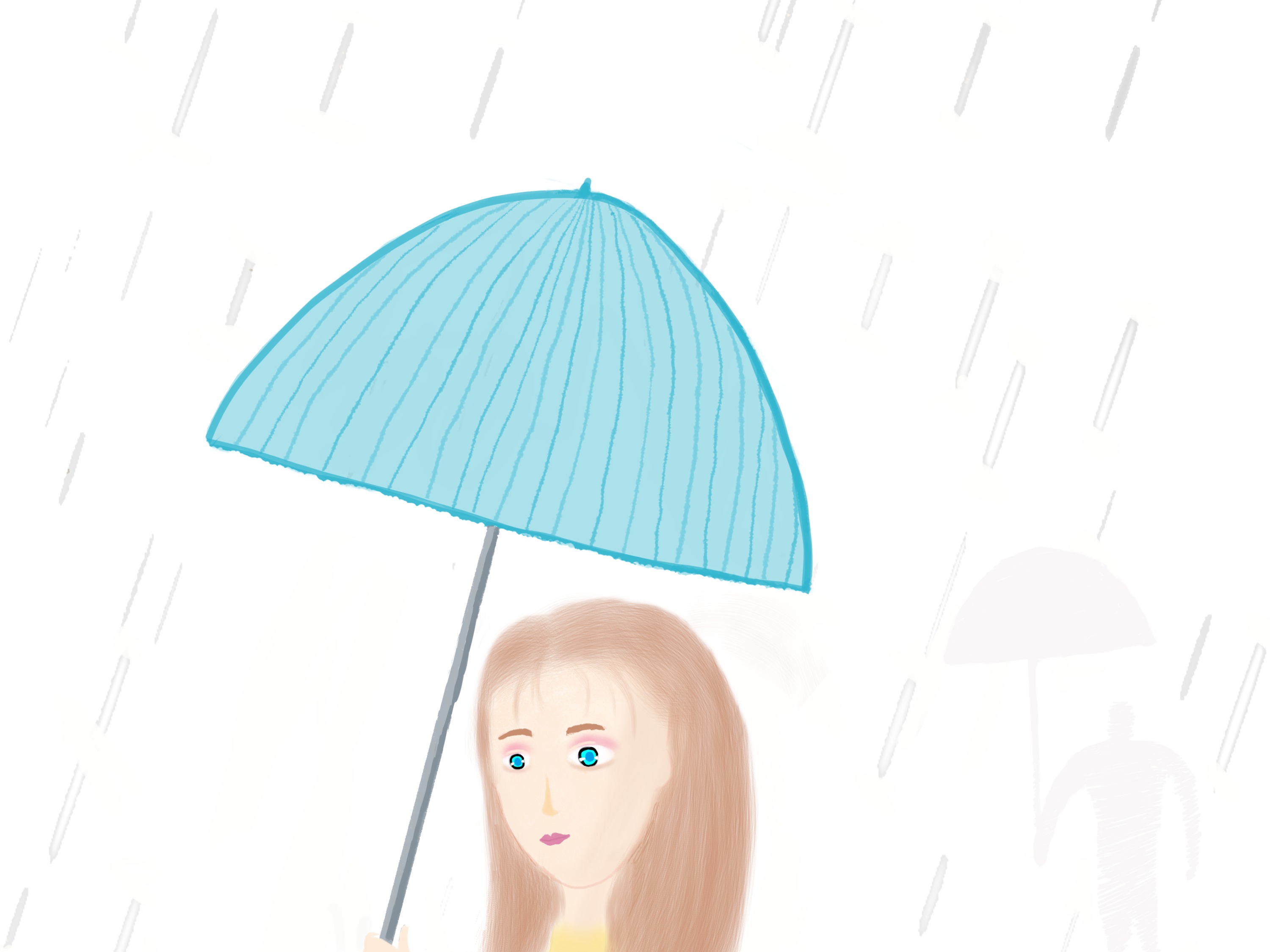 卡通女孩下雨素材免费下载 - 觅知网