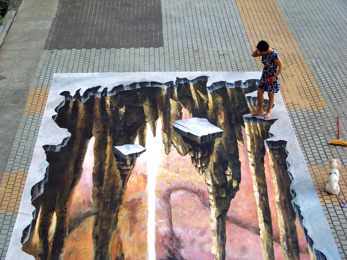 3d魔窟浮石,3d地画,3d壁画,3d街头立体画,3d立体画,3d壁画