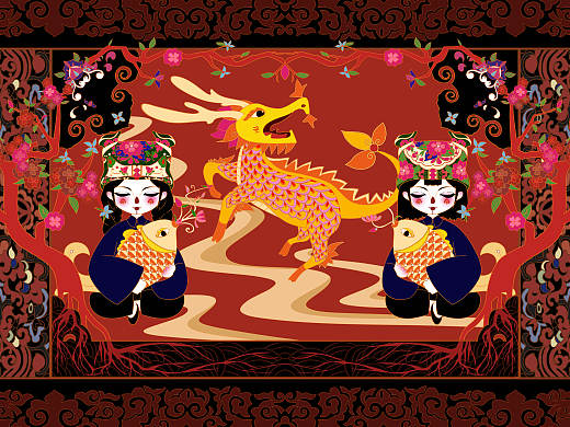 壮族元素插画