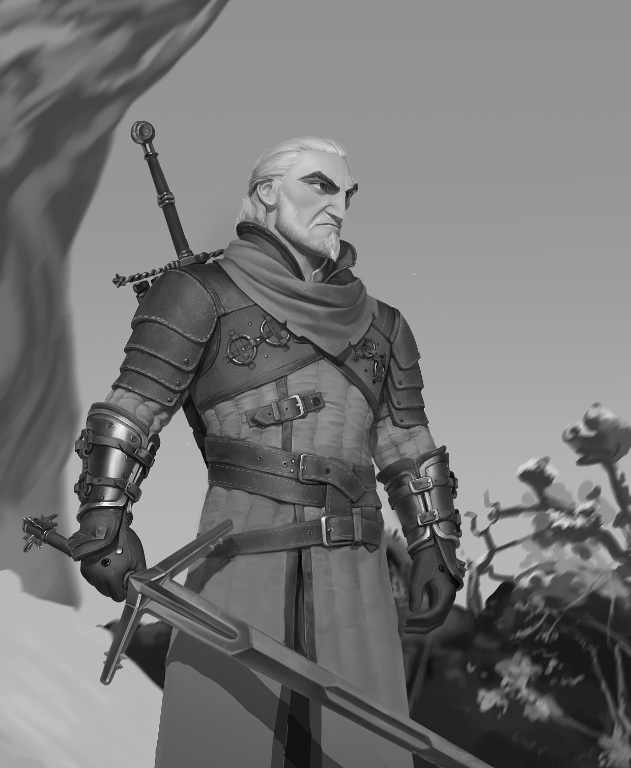 插画(巫师临摹)过程