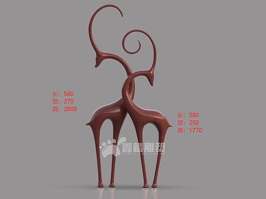 园林景观不锈钢抽象鹿雕塑表面氟碳漆